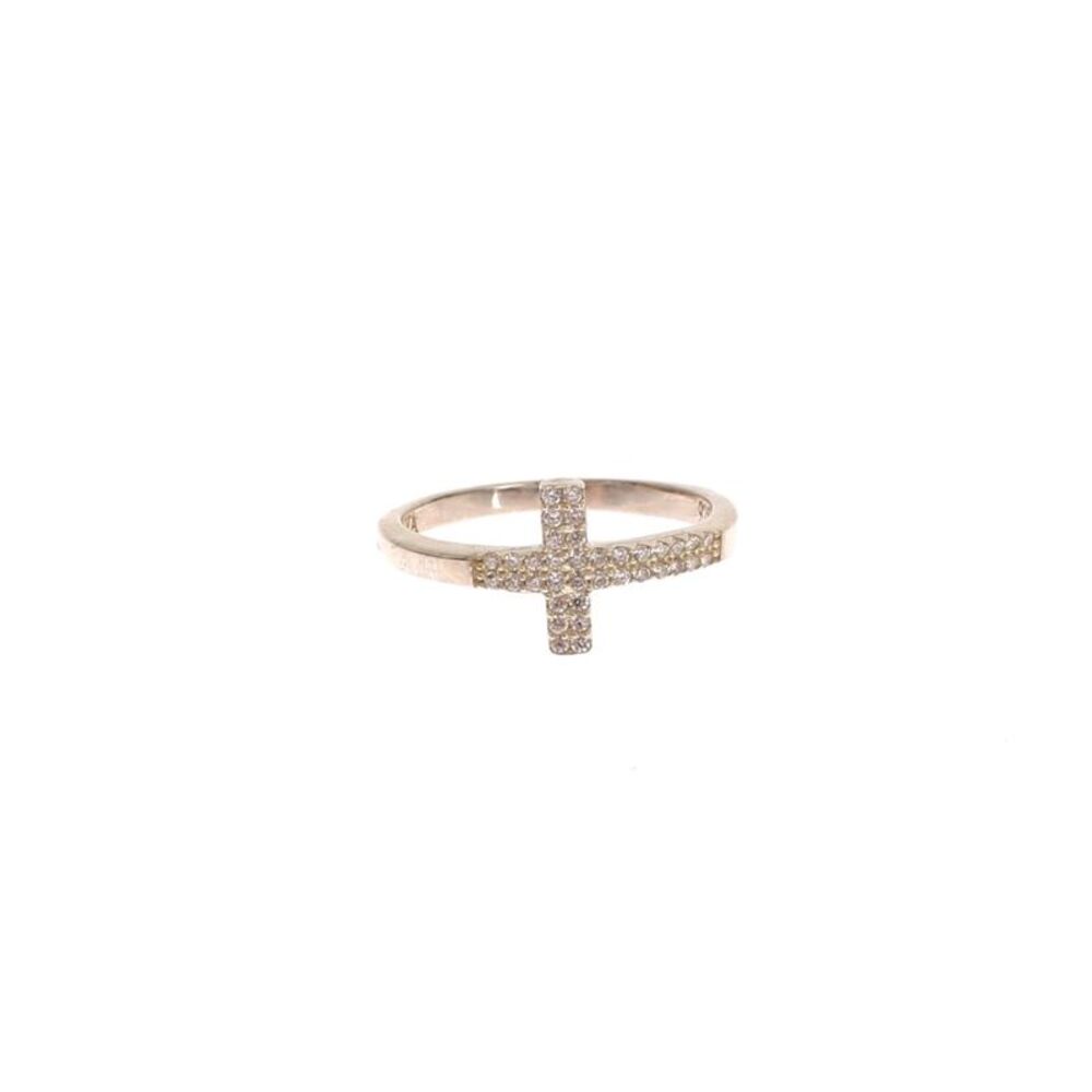 Nialaya Silver CZ Cross 925 Women's Ring